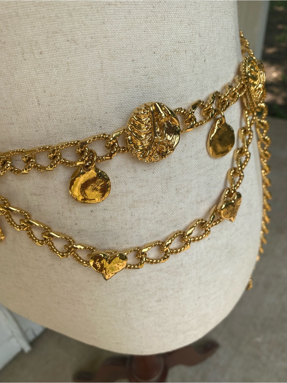 Custom Made Gold Heart Charm Chain Belt - Picture 7 of 10